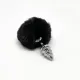 Металлическая анальная пробка «Кроличьи хвостики» Alive Fluffy Twist Plug S Black, диаметр 2,9 см