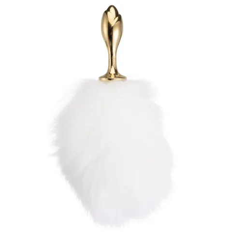 Металлическая анальная пробка — кроличьи хвостик LOCKINK SEVANDA White Bunny-Tail Anal Rose-shape Plug