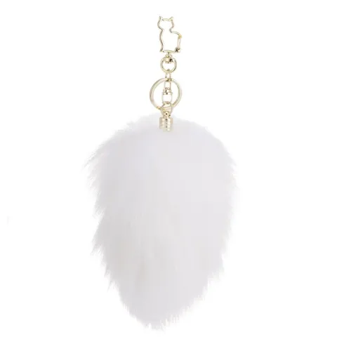 Металева анальна пробка — кролячий хвіст LOCKINK SEVANDA White Bunny-Tail Anal Pear-shape Plug