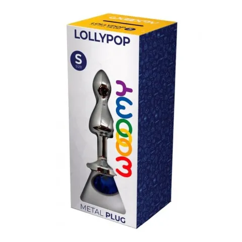 Металлическая анальная пробка Wooomy Lollypop Double Ball Metal Plug Blue S, диаметр 2,8 см, длина 8,5 см