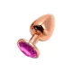 Металлическая анальная пробка Wooomy Tralalo Rose Gold Metal Plug Magenta M, диаметр 3,4 см, длина 8 см