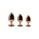 Металлическая анальная пробка Wooomy Tralalo Rose Gold Metal Plug Magenta M, диаметр 3,4 см, длина 8 см