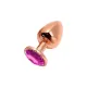 Металлическая анальная пробка Wooomy Tralalo Rose Gold Metal Plug Magenta S, диаметр 2,8 см, длина 7 см
