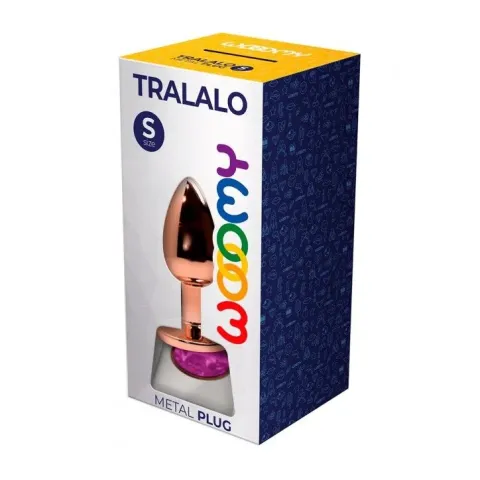 Металлическая анальная пробка Wooomy Tralalo Rose Gold Metal Plug Magenta S, диаметр 2,8 см, длина 7 см