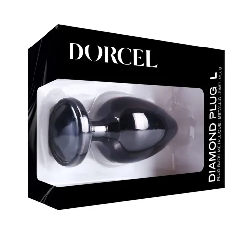 Металлическая анальная пробка с кристаллом Dorcel Diamond Plug Black L