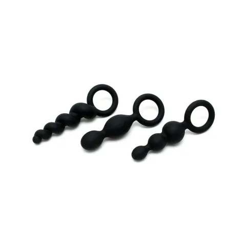 Набор анальных игрушек Satisfyer Plug black (комплект из 3 шт.) — Booty Call, макс. диаметр 3 см