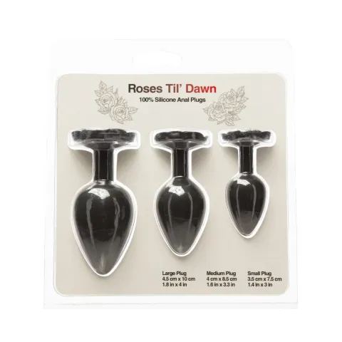 Набір силіконових анальних пробок BMS Roses Til’ Dawn Silicone Anal Plug Kit Starter Kit Black