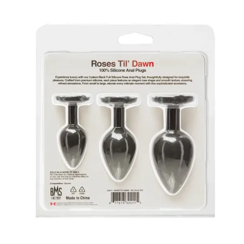 Набір силіконових анальних пробок BMS Roses Til’ Dawn Silicone Anal Plug Kit Starter Kit Black