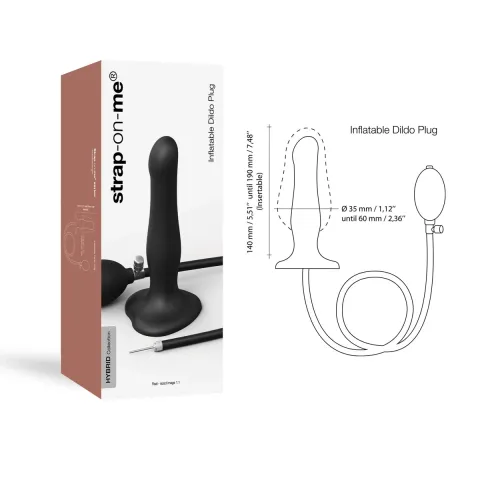 Надувной фаллоимитатор Strap-On-Me INFLATABLE DILDO PLUG — NOIR, шарик внутри, диаметр до 6 см