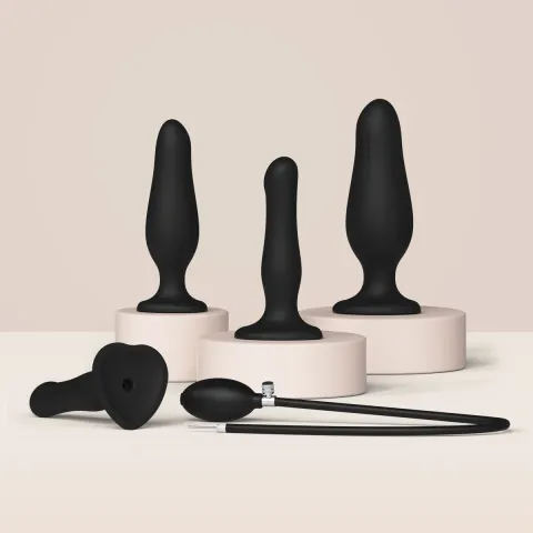 Надувной фаллоимитатор Strap-On-Me INFLATABLE DILDO PLUG — NOIR, шарик внутри, диаметр до 6 см