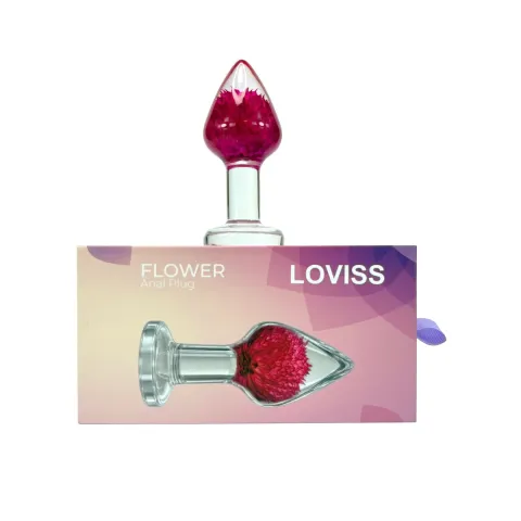 Роскошная анальная пробка Loviss Gomphrena Globosa Anal Plug с настоящим амарантом внутри