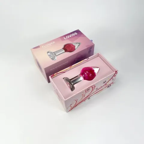 Роскошная анальная пробка Loviss Gomphrena Globosa Anal Plug с настоящим амарантом внутри