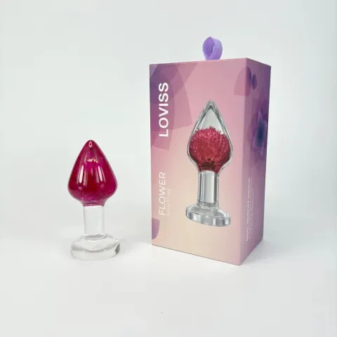Роскошная анальная пробка Loviss Gomphrena Globosa Anal Plug с настоящим амарантом внутри