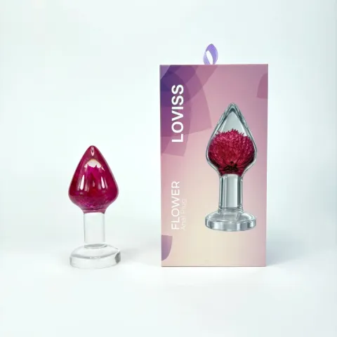 Роскошная анальная пробка Loviss Gomphrena Globosa Anal Plug с настоящим амарантом внутри