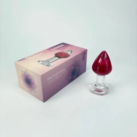 Роскошная анальная пробка Loviss Gomphrena Globosa Anal Plug с настоящим амарантом внутри