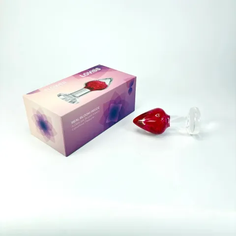 Роскошная анальная пробка Loviss Gomphrena Globosa Anal Plug с настоящим амарантом внутри