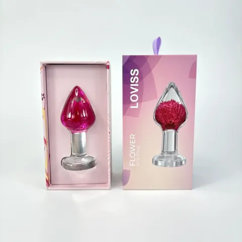 Роскошная анальная пробка Loviss Gomphrena Globosa Anal Plug с настоящим амарантом внутри