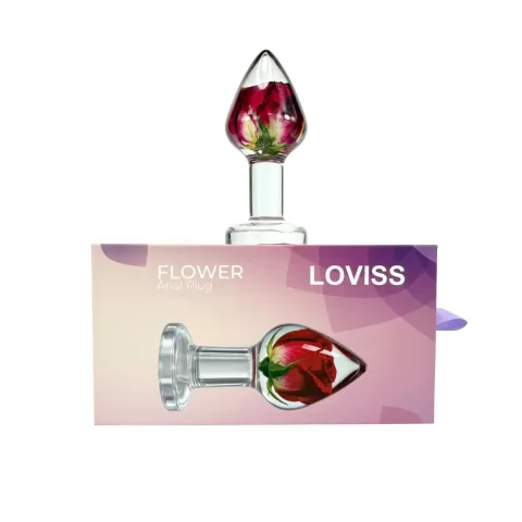 Роскошная анальная пробка Loviss Rose Anal Plug с настоящей розой внутри