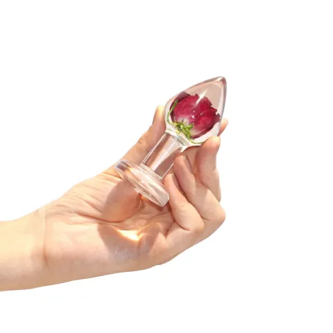 Роскошная анальная пробка Loviss Rose Anal Plug с настоящей розой внутри
