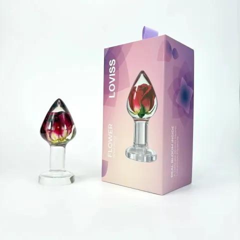Роскошная анальная пробка Loviss Rose Anal Plug с настоящей розой внутри