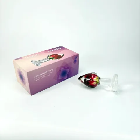 Роскошная анальная пробка Loviss Rose Anal Plug с настоящей розой внутри