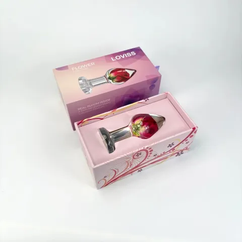 Роскошная анальная пробка Loviss Rose Anal Plug с настоящей розой внутри