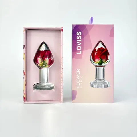 Роскошная анальная пробка Loviss Rose Anal Plug с настоящей розой внутри