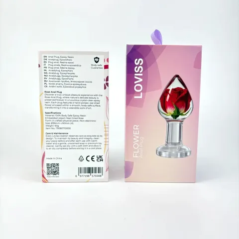 Роскошная анальная пробка Loviss Rose Anal Plug с настоящей розой внутри
