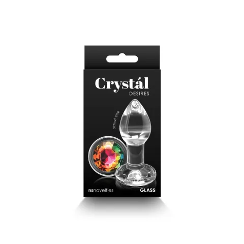 NS Novelties Crystal Glass Anal Plug - Desires - Rainbow Gem - Small