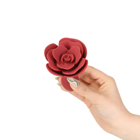 Силиконовая анальная пробка Lux Active с розой — Red Rose Silicone Anal Plug
