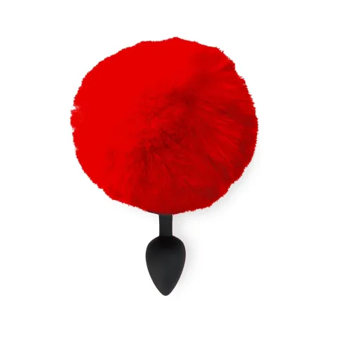Силиконовая анальная пробка М Art of Sex — Silicone Butt plug Rabbit Tail Red, диаметр 3,5 см