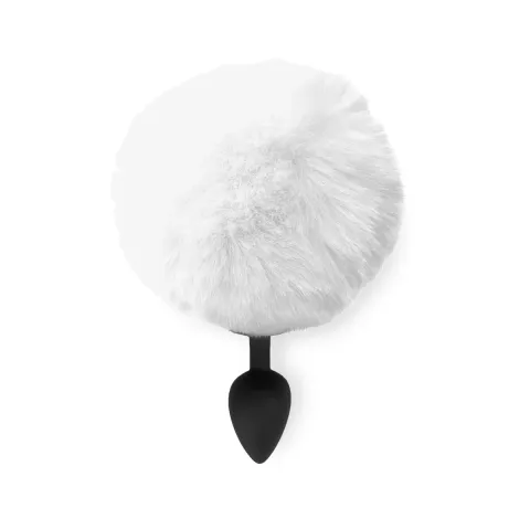 Силіконова анальна пробка М Art of Sex - Silicone Butt plug Rabbit Tail White, діаметр 3,5 см