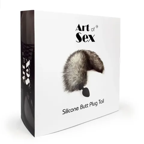 Силиконовая анальная пробка с хвостом из натурального меха Art of Sex, размер M, песец