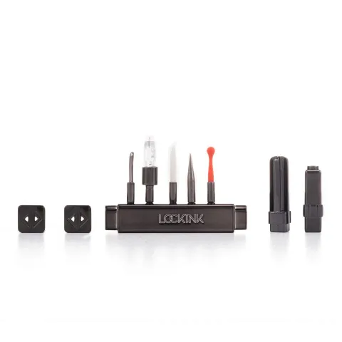 БДСМ-набор LOCKINK Teasing & Impact-Play Set, черный, маска, кляп, зажимы для сосков, тиклер, шлепалка