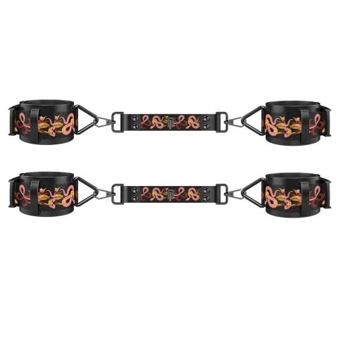 БДСМ-набор LOCKINK The Flowering Serpent Bondage Set, черный, с рисунком в виде змей, 7 предметов