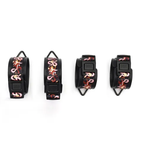 БДСМ-набор LOCKINK The Flowering Serpent Bondage Set, черный, с рисунком в виде змей, 7 предметов