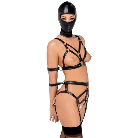 Боді з маскою - Bad Kitty Strap+Mask Set, чорне S