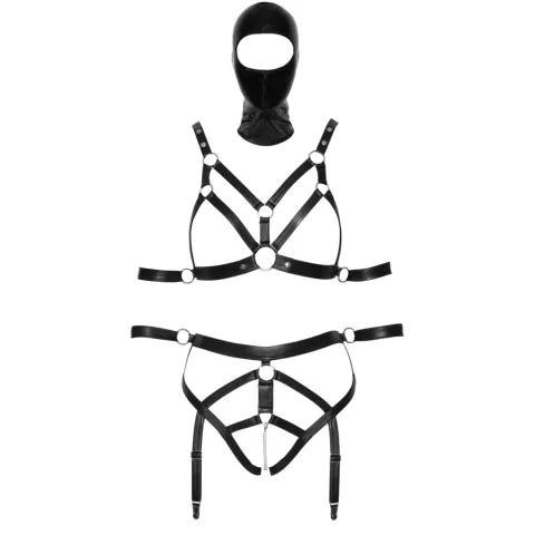 Боді з маскою - Bad Kitty Strap+Mask Set, чорне M