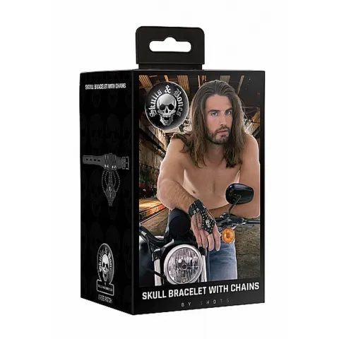 Прикраса на руку - Skulls & Bones Skull Bracelet With Chains, чорна