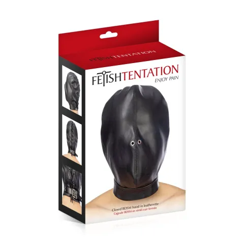 Капюшон для БДСМ Fetish Tentation — закрытый капюшон для БДСМ из кожзама