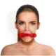 Кляп-палиця на ременях Art of Sex – Gag Stick Silicon, червоний, натуральна шкіра