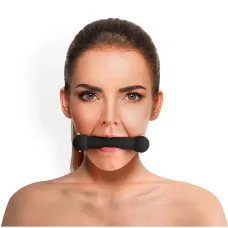 Кляп-палиця на ременях Art of Sex – Gag Stick Silicon, чорний, натуральна шкіра