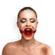 Кляп-растяжитель с силиконовым кольцом Art of Sex – Gag ring, красный, натуральная кожа