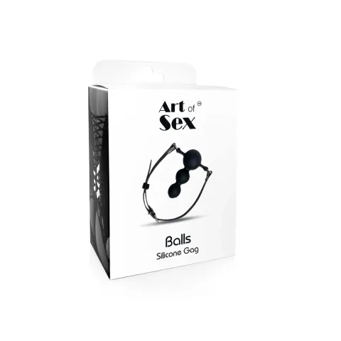 Кляп силіконовий Art of Sex - Balls, екошкіра, чорний