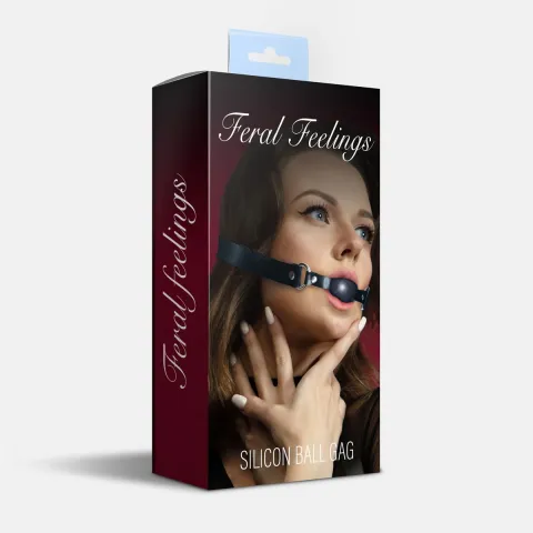 Силиконовый кляп Feral Feelings Silicon Ball Gag Black/Black, черный ремешок, черный шарик