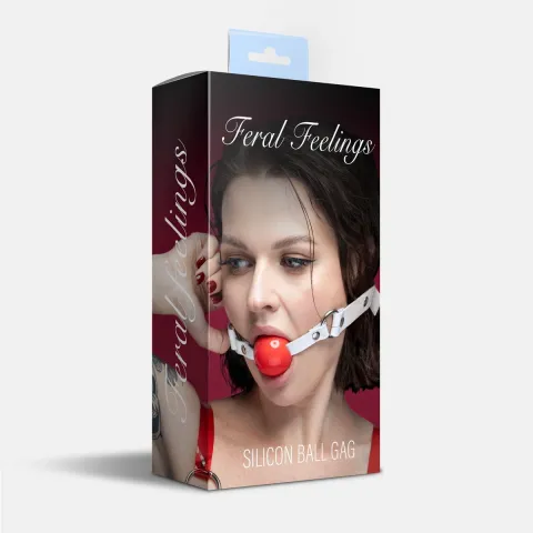 Силиконовый кляп Feral Feelings Silicon Ball Gag White/Red, белый ремешок, красный шарик
