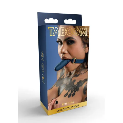 Кляп у вигляді фалоса - Taboom Silicone Penis Ball Gag, синій