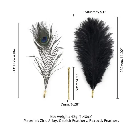 Щекоталка LOCKINK SEVANDA Natural Peacock Flirting Feather Tickler, перья павлина и страуса