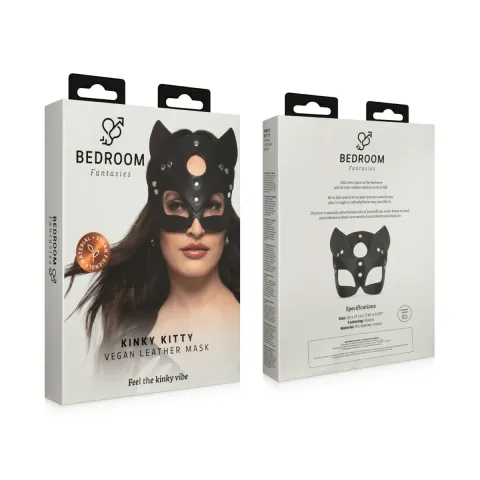Маска кішечки - Bedroom Fantasies PU Leather Kitty Black, чорна