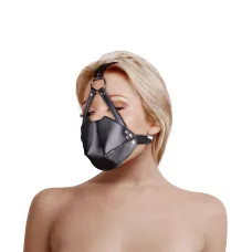 Маска-кляп - Head Harness with Mouth Cover and Solid Ball Gag, чорна